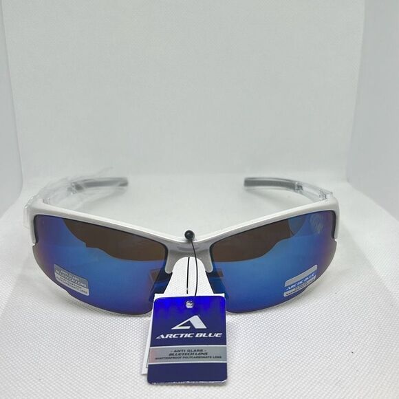 Arctic Blue Mirrored Semi Rimless Sunglasses - Picture 3 of 3